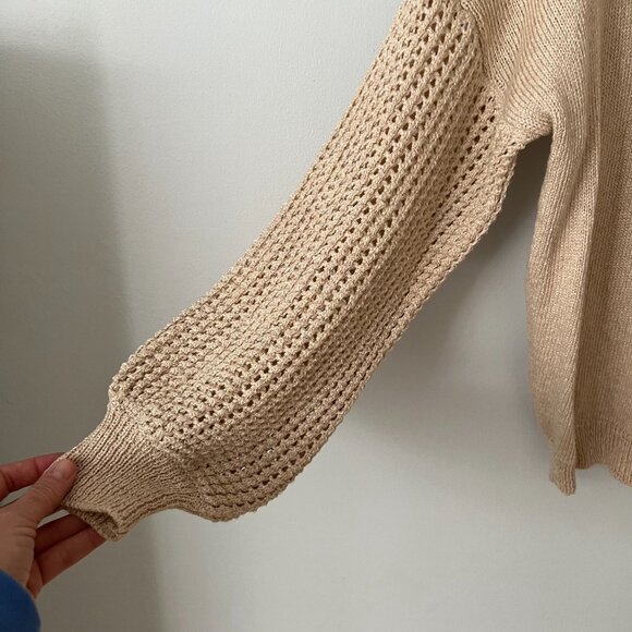 Summum Woman Amsterdam Beige Cotton Blend V-Neck Sweater Women's Size Large - Picture 3 of 10